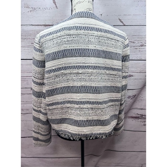 Vero Moda Fringe Trim Textured Stripe Jacket Blazer Size Unknown - Picture 2 of 4